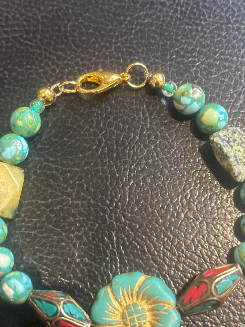 Boho Floral Handcrafted Natural Stone Tibetan Beads Bracelet